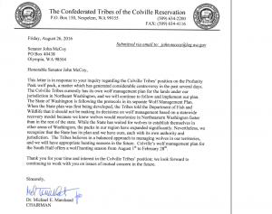 Colville Tribal letter